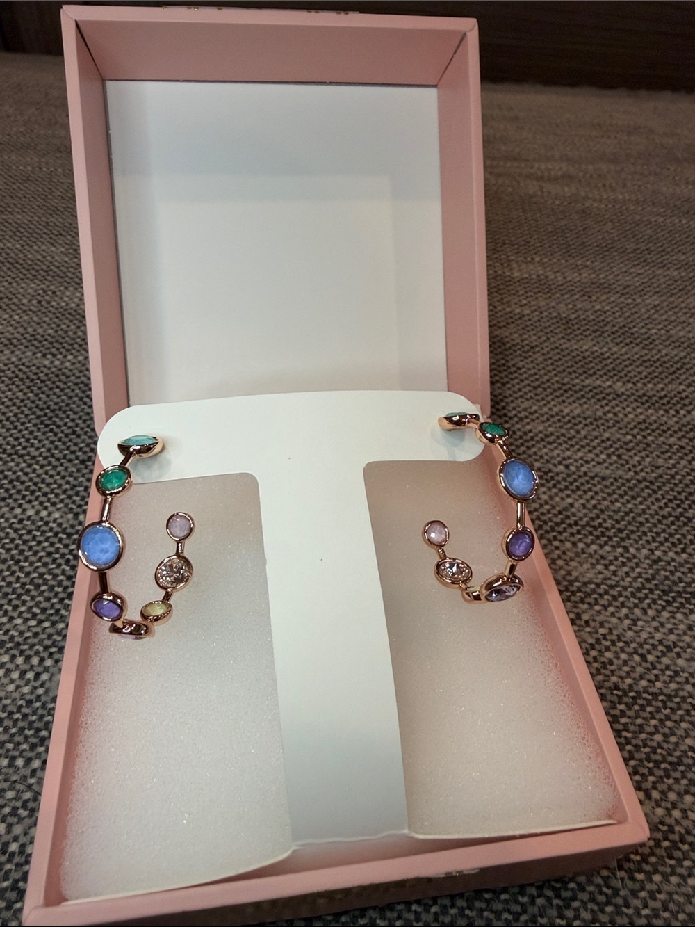 Bomb Party Summer Jewel Candy Santorini rose gold Gemstone Hoop Earrings
